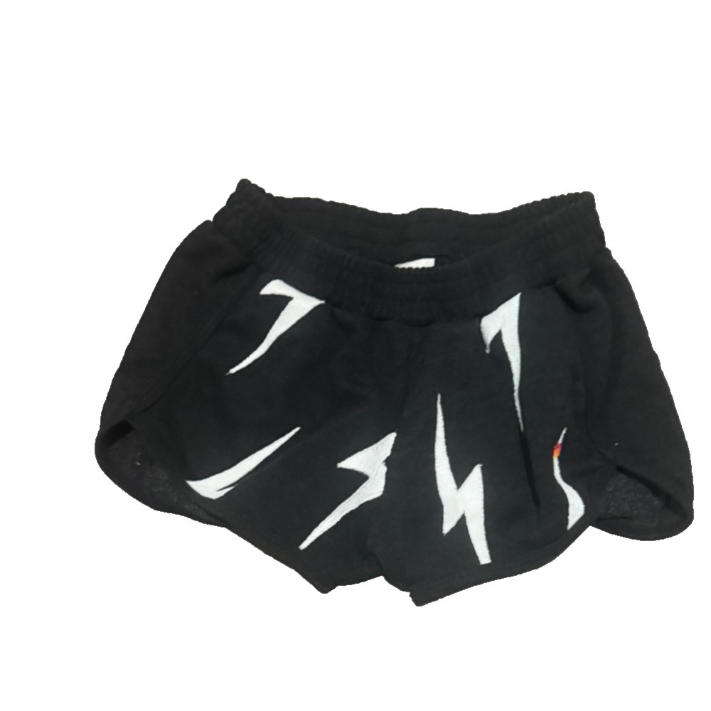 Aviator Nation Sweat Shorts Medium Black Lightning Bolts